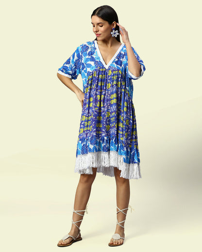 Blue Pottery Tassel Dress