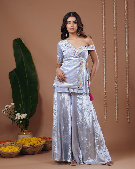 Sky Blue Velvet Indo Set (Set of 3)