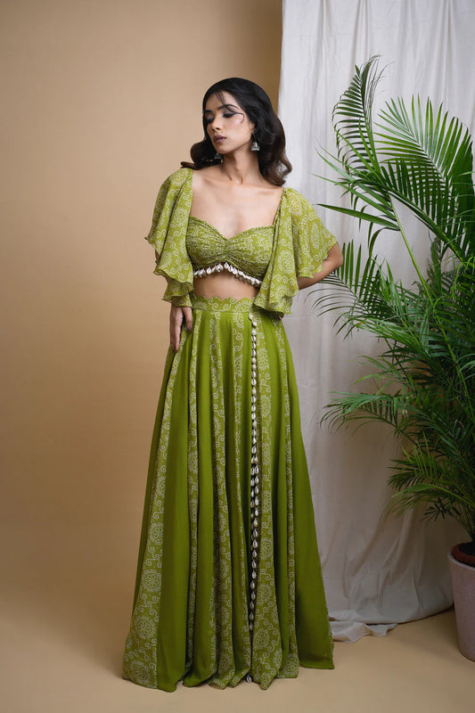 GREEN KAUDI DIGITAL PRINT INDO SET (SET OF 2)