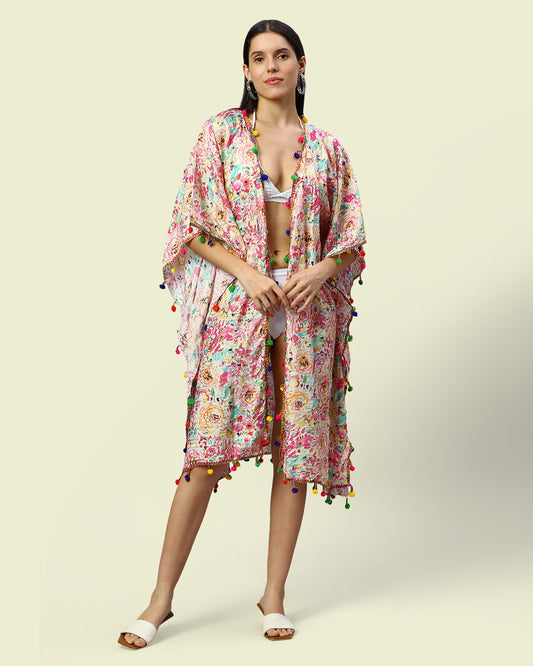 Gold Pink Beachwear Cover up Kaftan