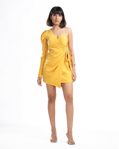 Daisy - Sunglow Yellow One-Shoulder Mini Dress