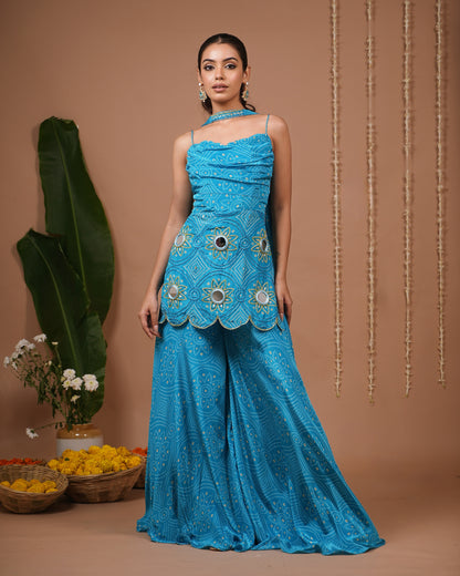 Firozi Bandhani Printed Suit Set (Set of 3)