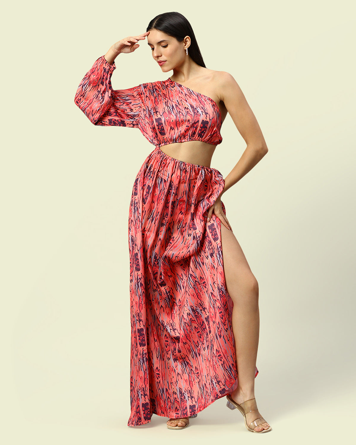 Asymmetrical Printed Long Dress