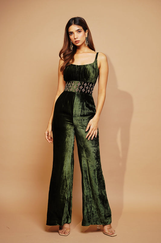 Green Velvet Jumpsuit