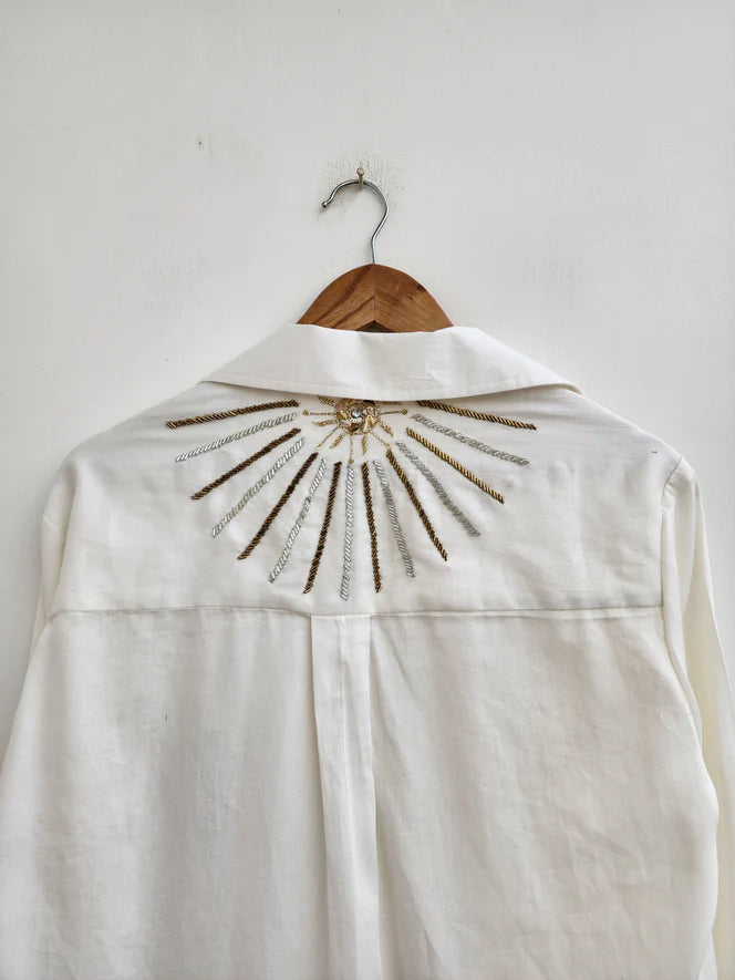 Love & Light Sequin Heart Embroidered Shirt