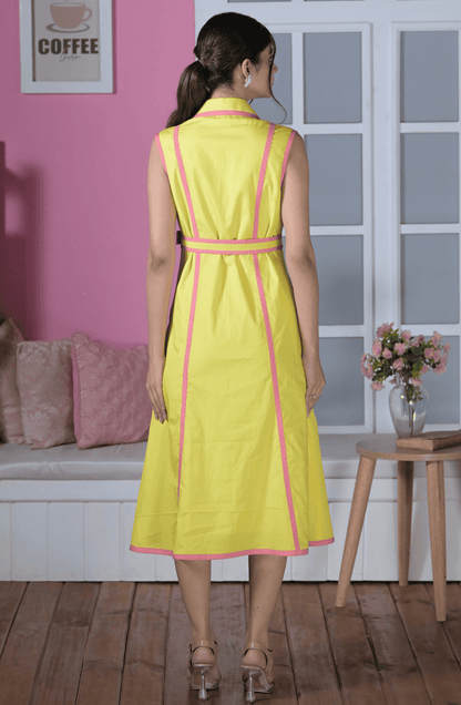 Sunshine Yellow Piping Dress