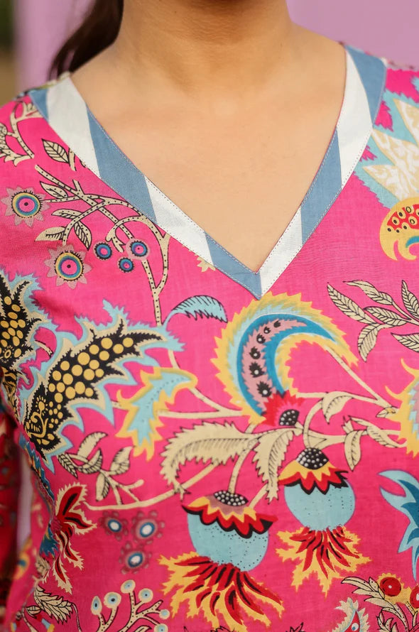 Gulabi A -line Kurta- Pant Set