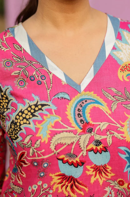 Gulabi A -line Kurta- Pant Set