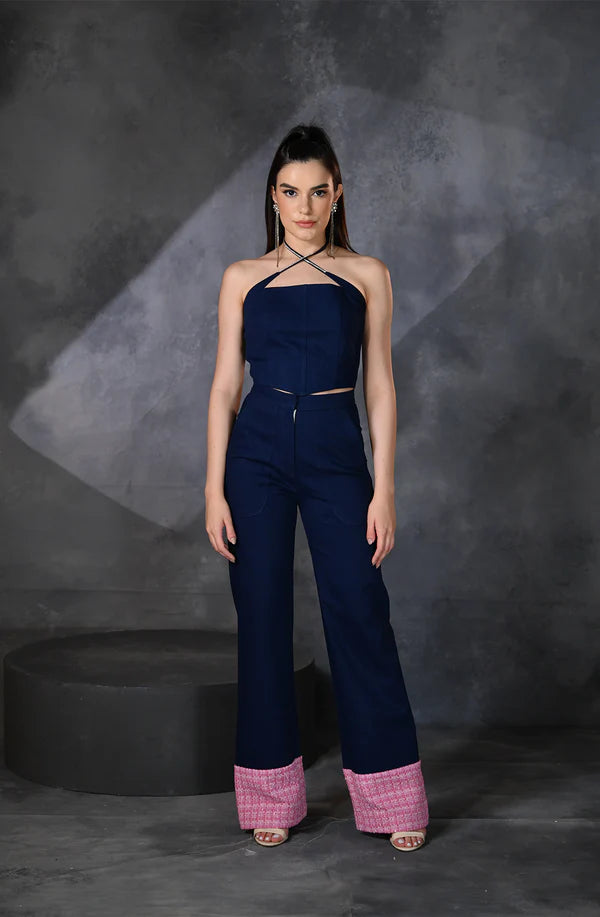 Blue Denim Corset & Pant Set