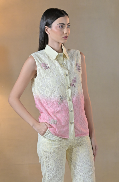 Ombré Shaded Embroidered Co Ord Set