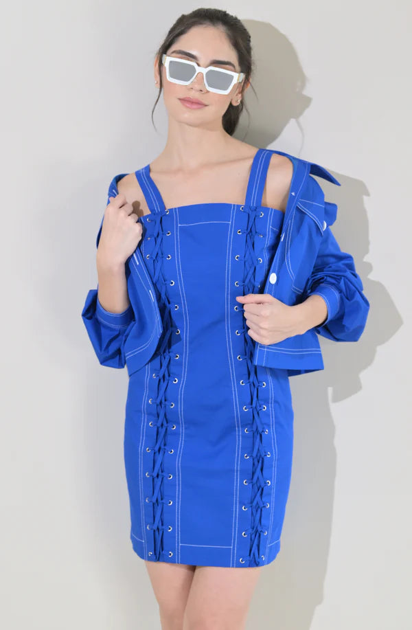 Regal Blue Dress With Jacket