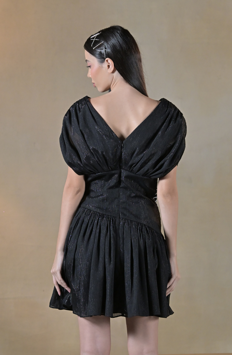 Black Shimmer Embroidered Dress