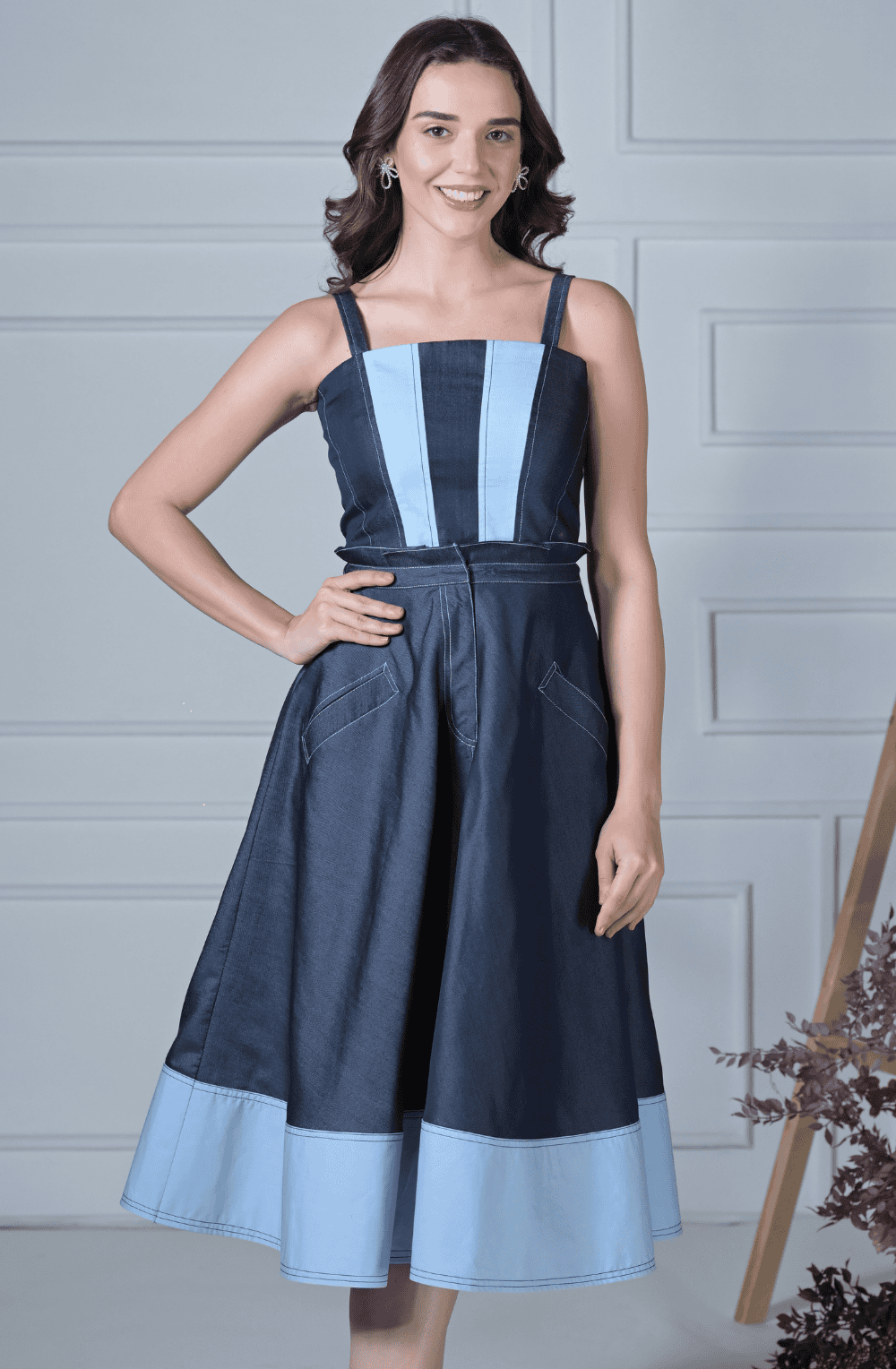 Dark Blue Denim Corset & Skirt Set