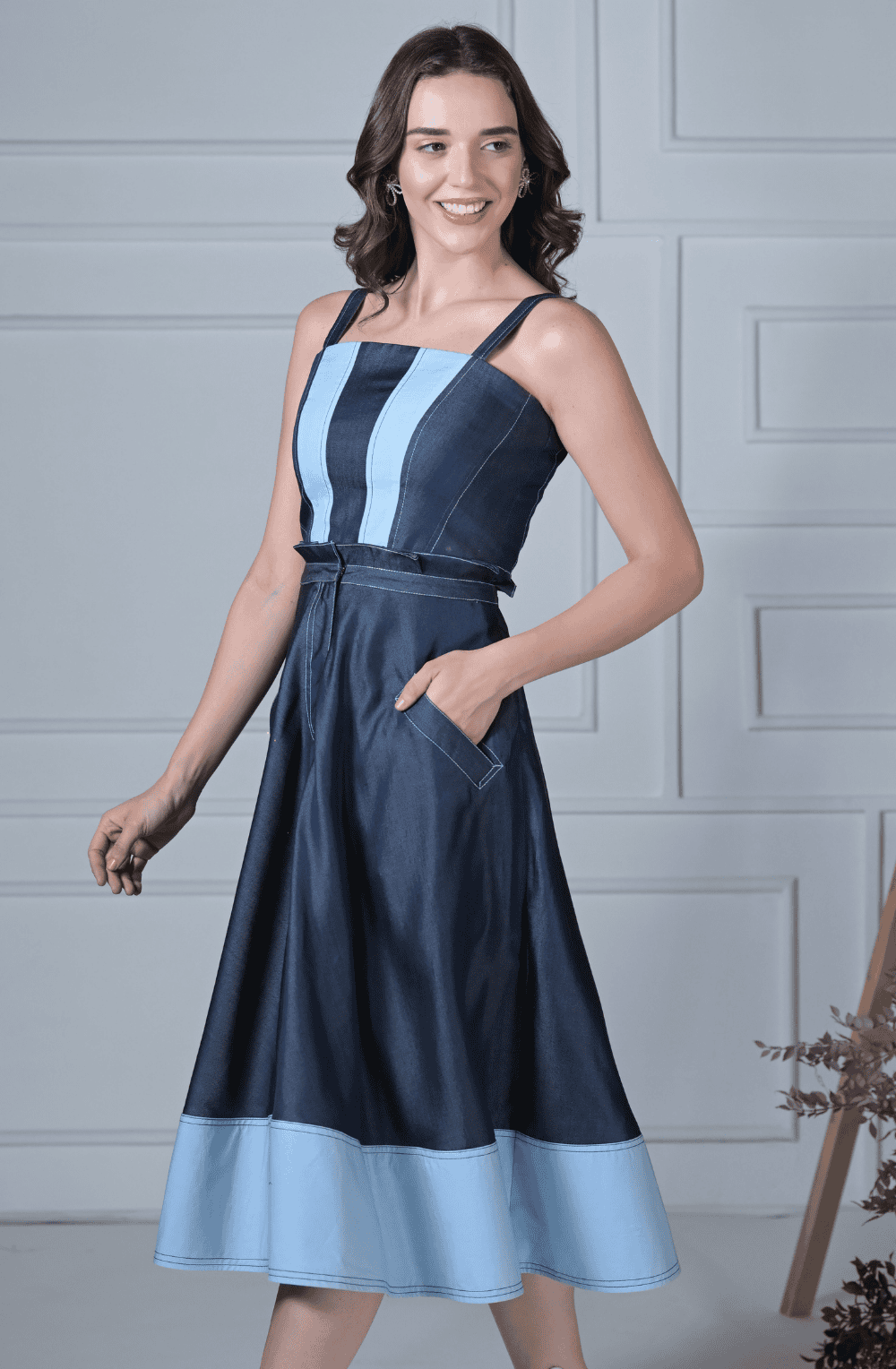 Dark Blue Denim Corset & Skirt Set