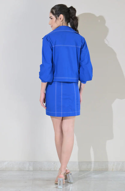 Regal Blue Dress With Jacket