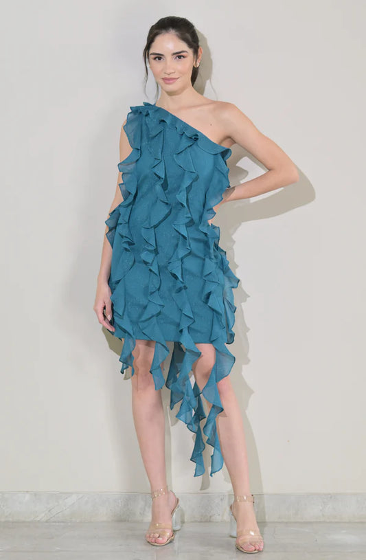 Turquoise Blue Frill Dress