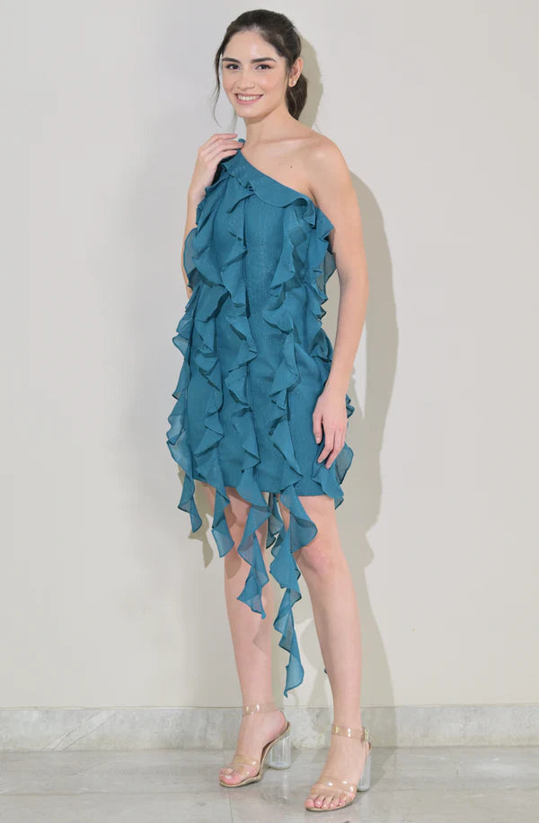 Turquoise Blue Frill Dress