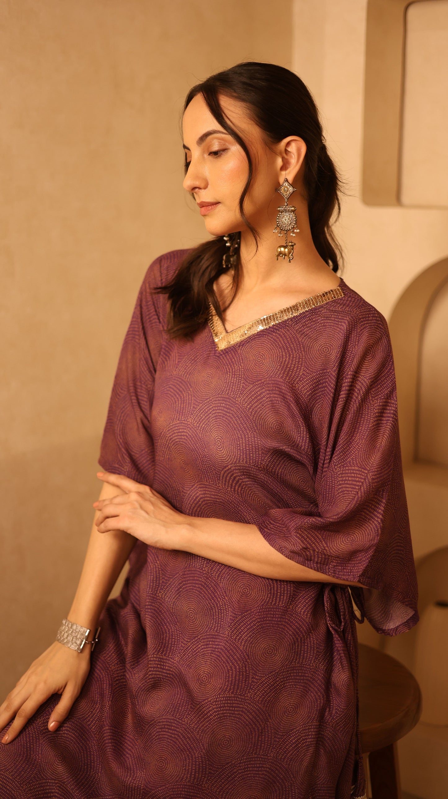 Stardust Violet Kaftan Set
