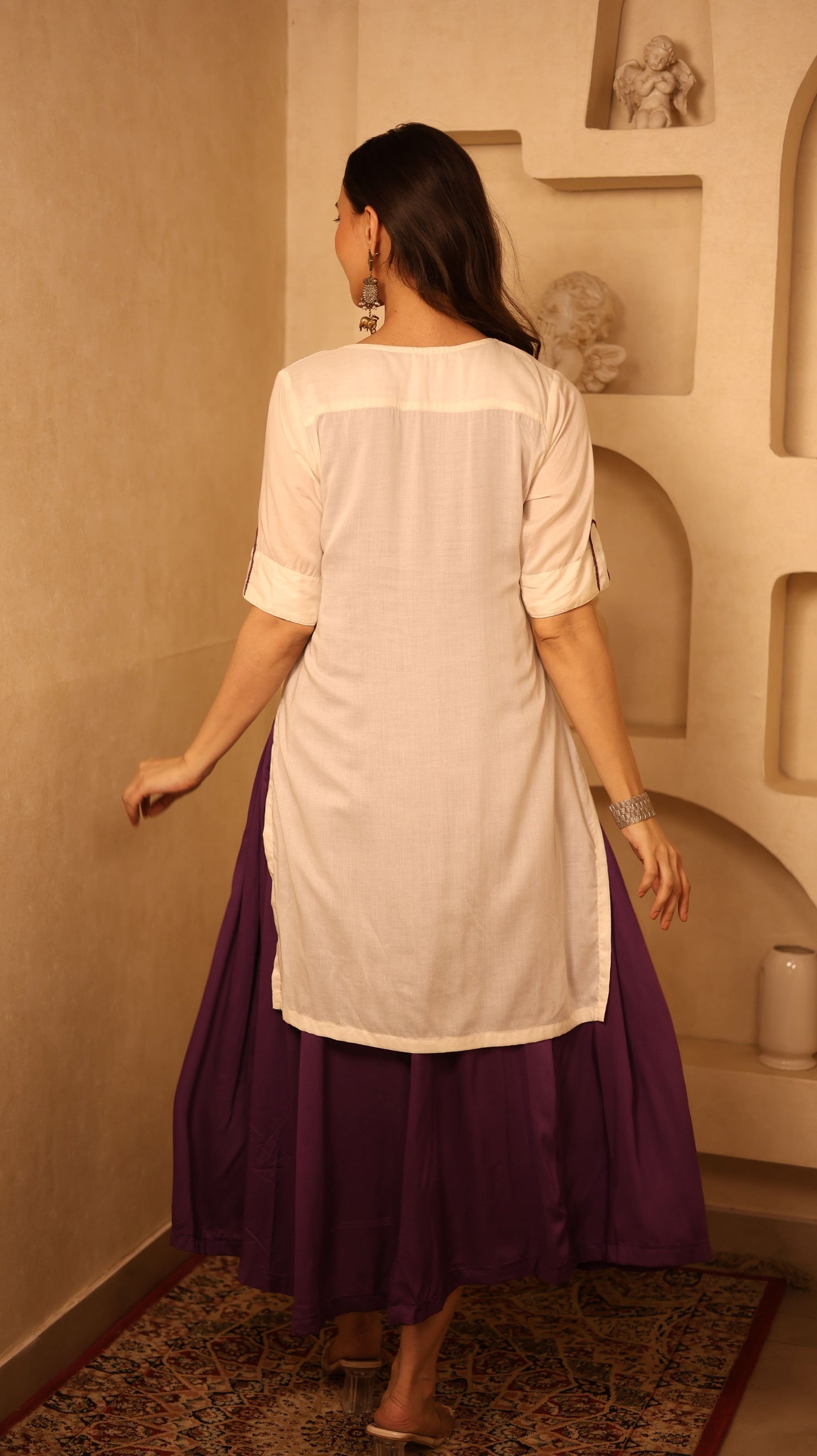 Ivory & Violet Dress & Kurta Set