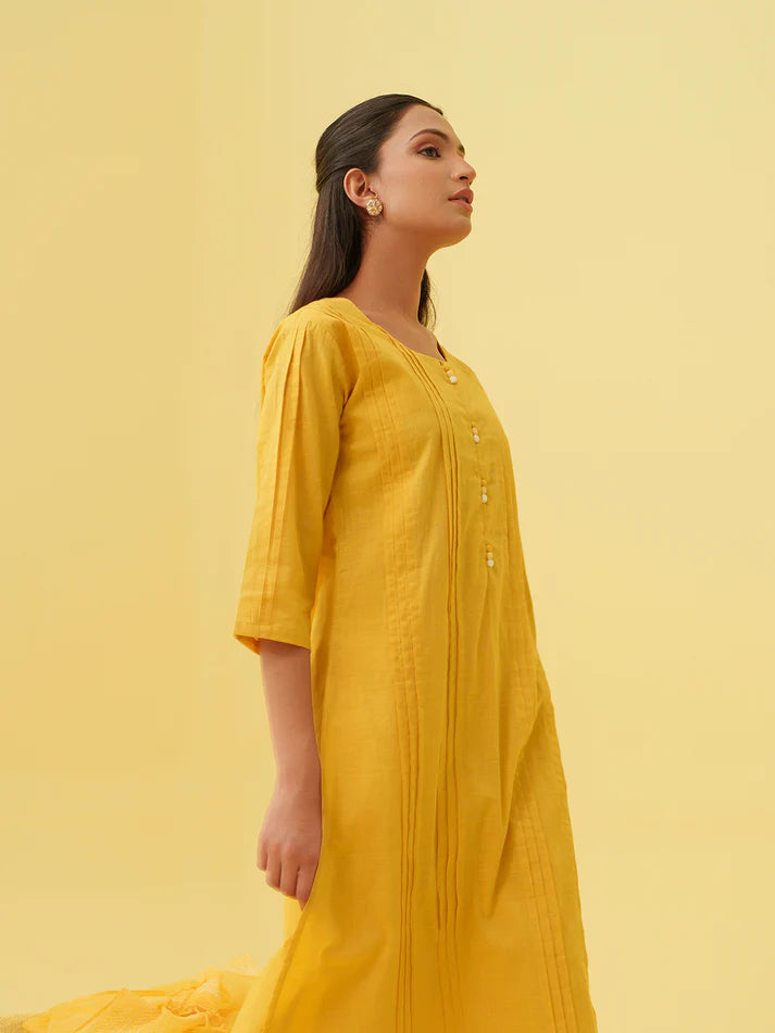 Marigold Bloom Kurta Set with Dupatta