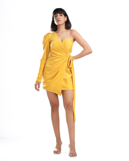Daisy - Sunglow Yellow One-Shoulder Mini Dress