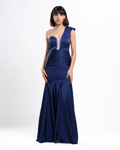 Nellie - Navy Blue Sheath Long Dress