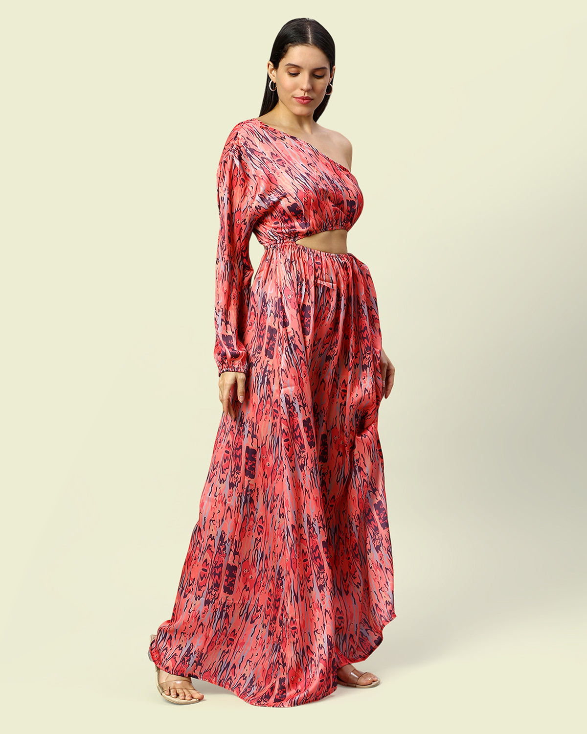 Asymmetrical Printed Long Dress