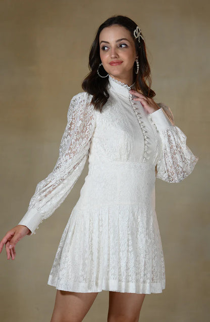 White Chantilly Lace Dress