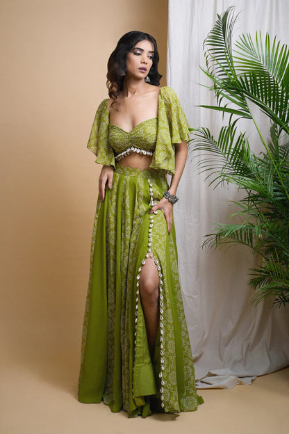 GREEN KAUDI DIGITAL PRINT INDO SET (SET OF 2)