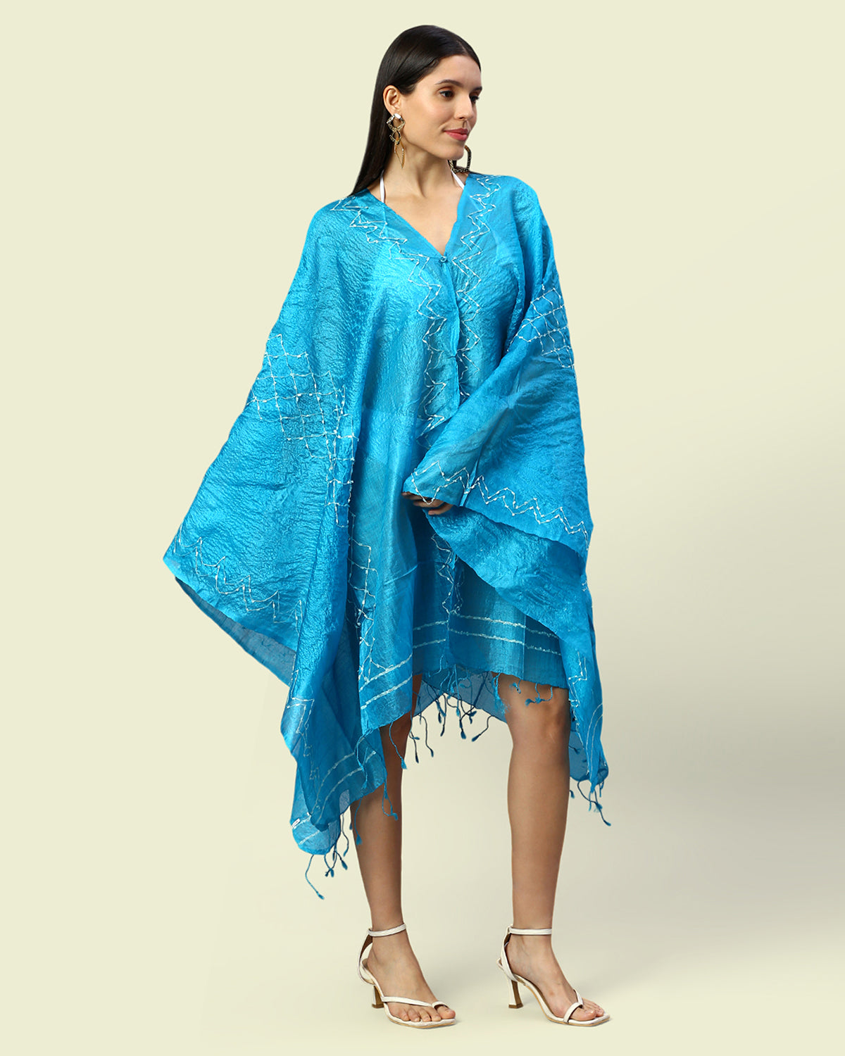 True Blue Silk Beachwear Cover Up