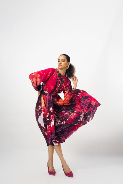 Pleated dress fullsleeves