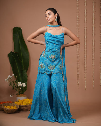 Firozi Bandhani Printed Suit Set (Set of 3)