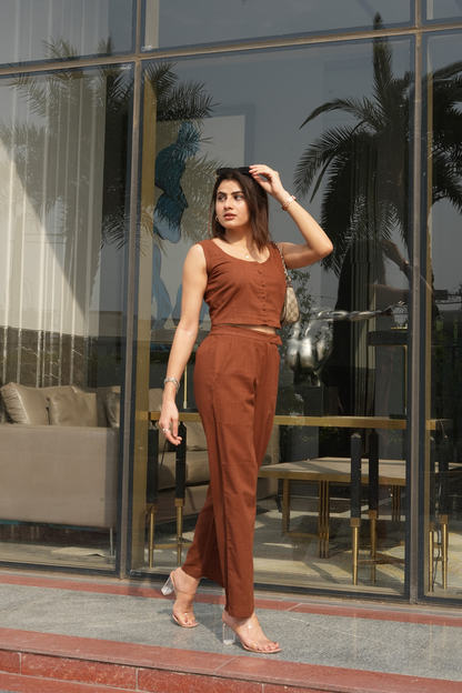 WALNUT LINEN COORD SET