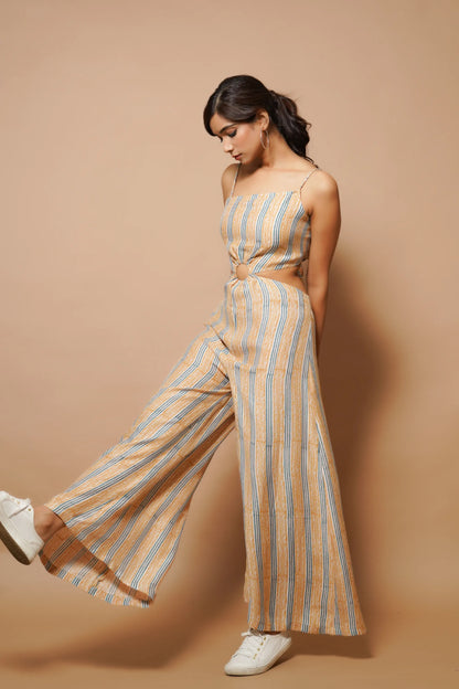 Brown Block Printed Jumpsuit