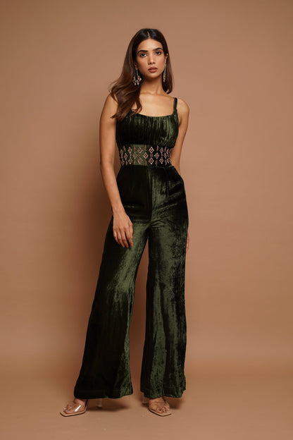 Green Velvet Jumpsuit