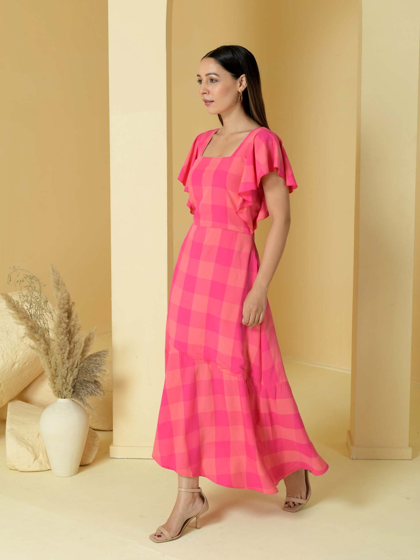 Cherry Blossom- Pink check dress