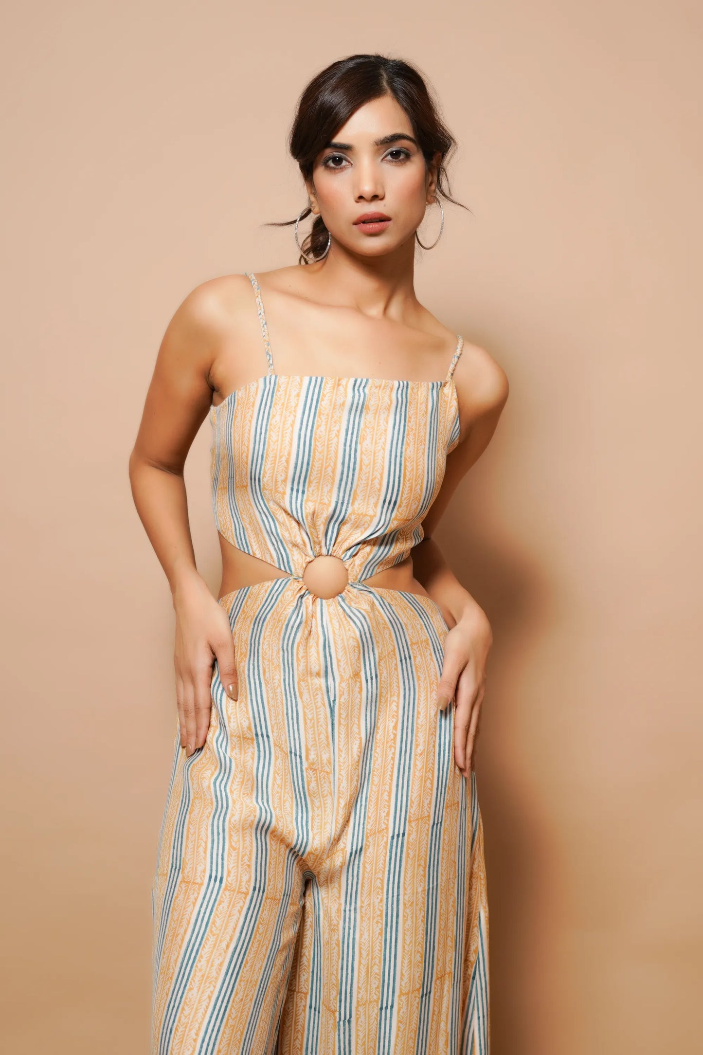 Brown Block Printed Jumpsuit