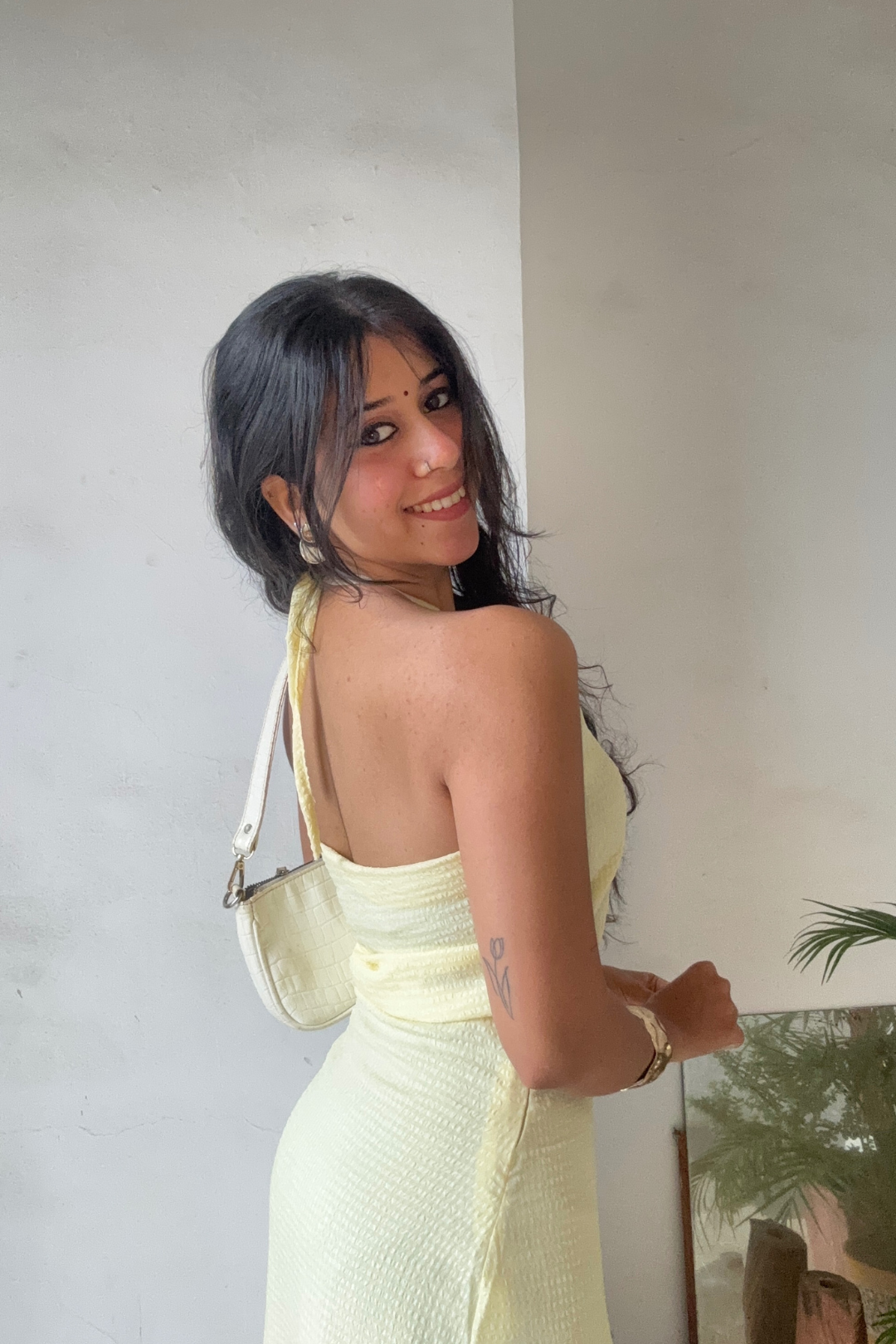 Butter Yellow Halter Dress