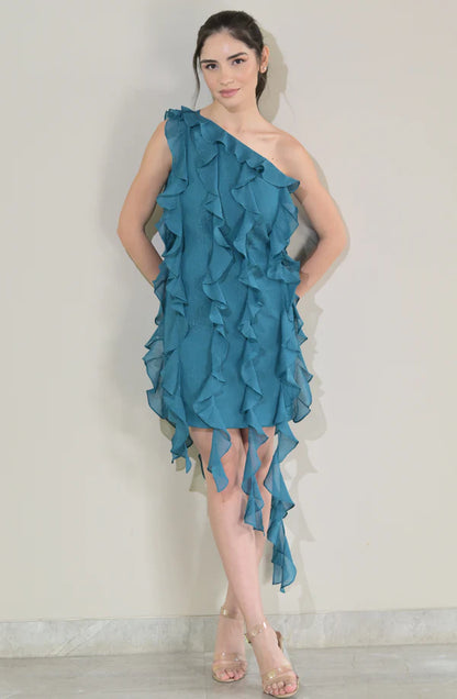 Turquoise Blue Frill Dress