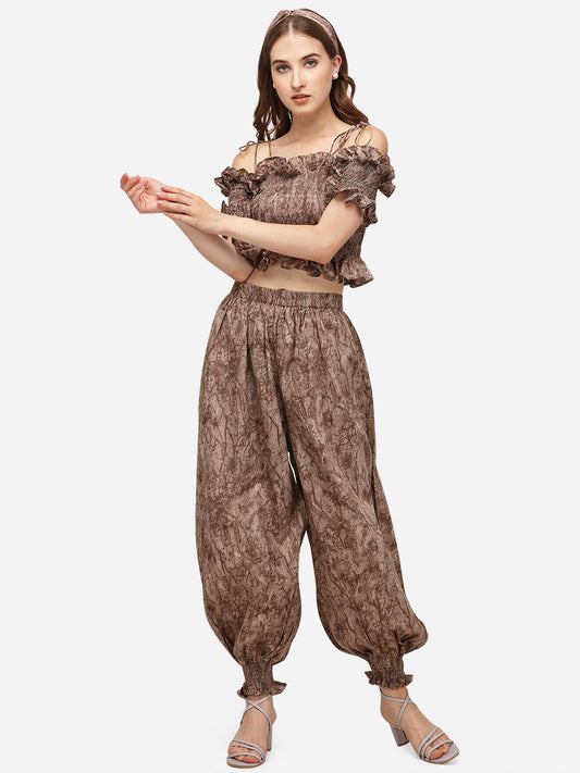 BROWN PRINTED AFGHANI BOTTOM