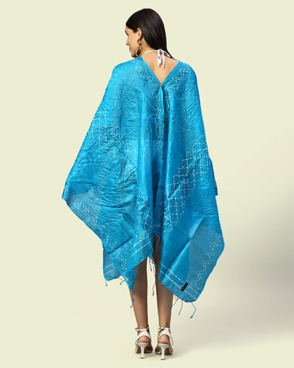 True Blue Silk Beachwear Cover Up