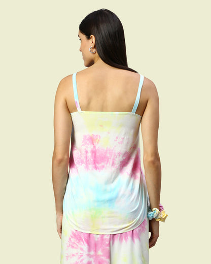 Pink Tie Dye Wrap Pants With Top