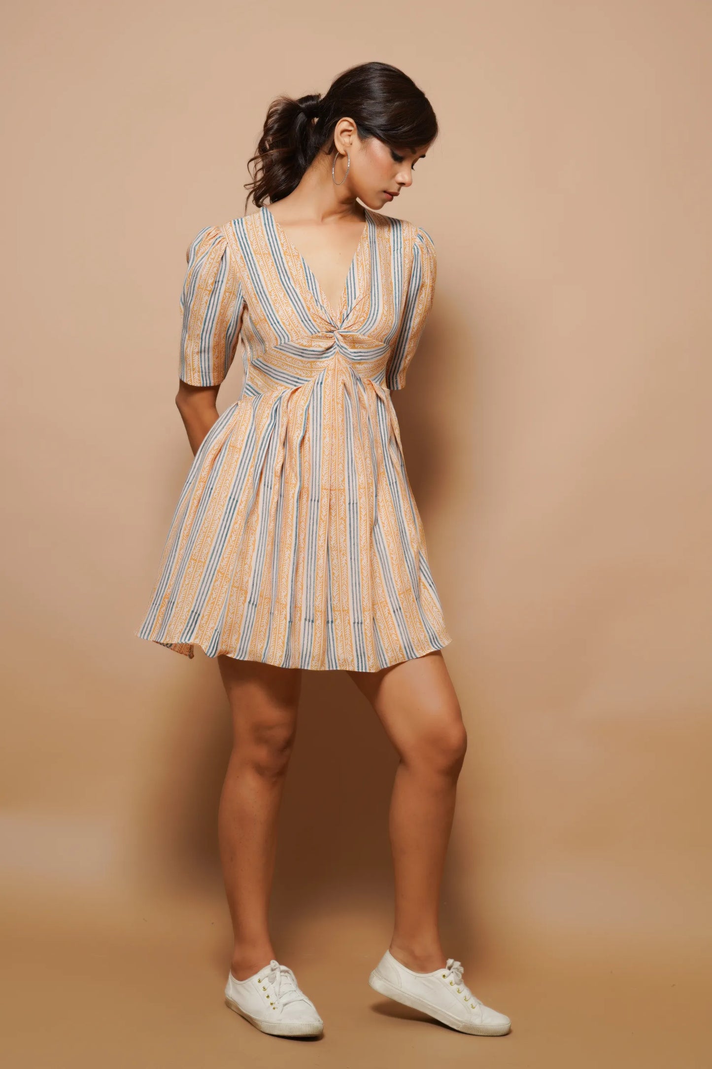 Brown block printed mini