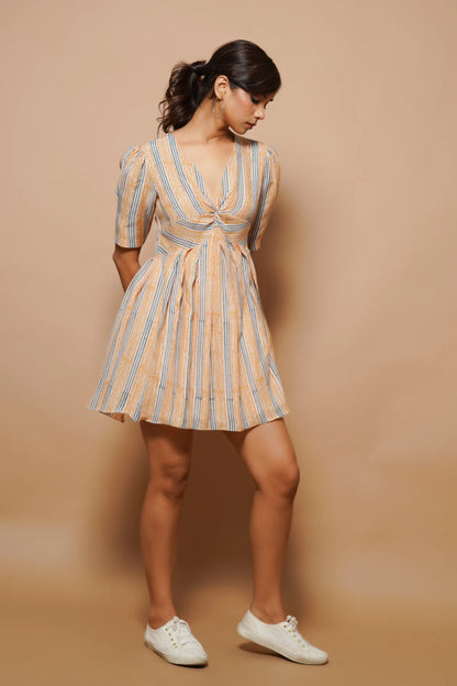 Brown block printed mini