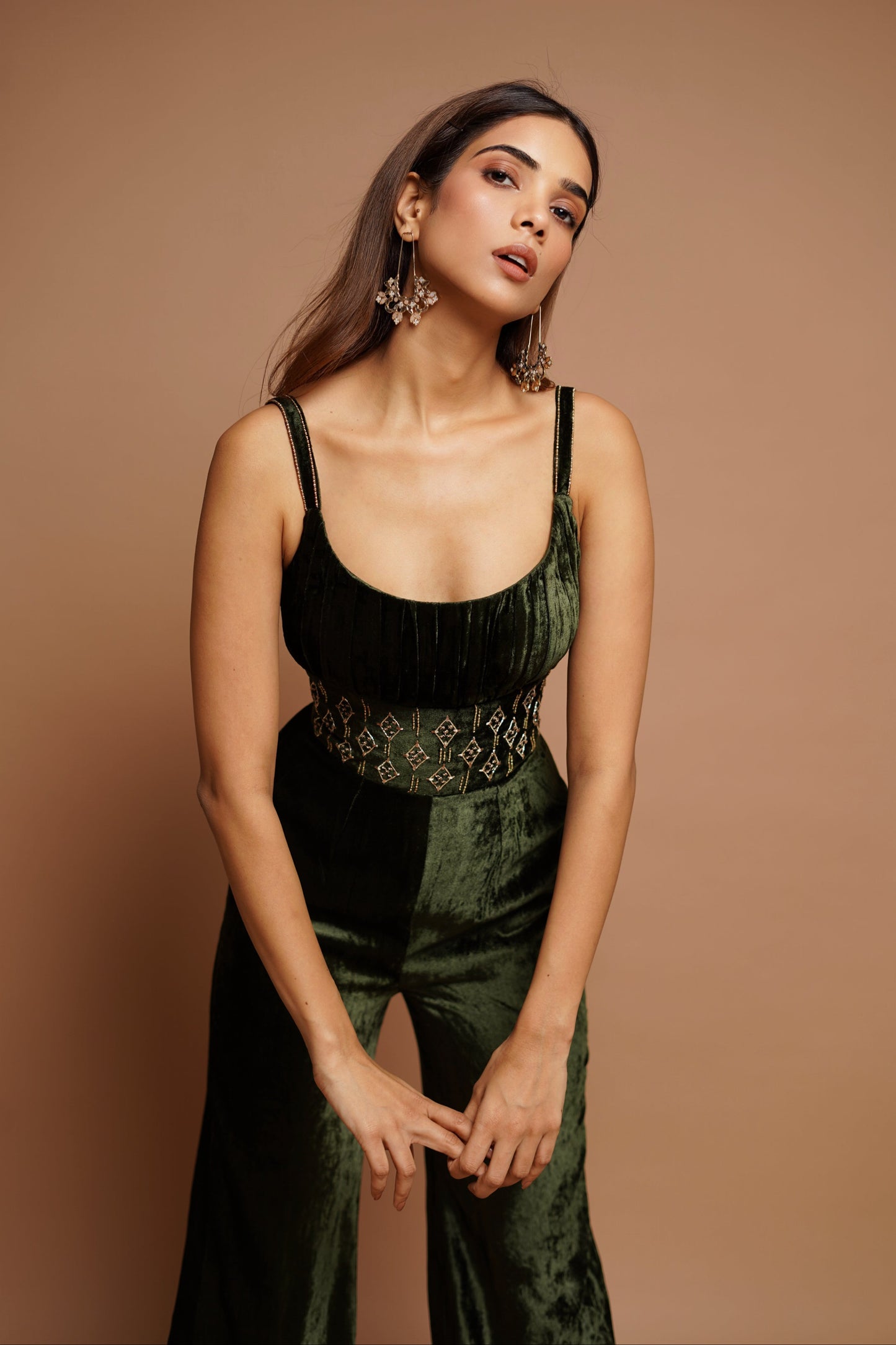 Green Velvet Jumpsuit