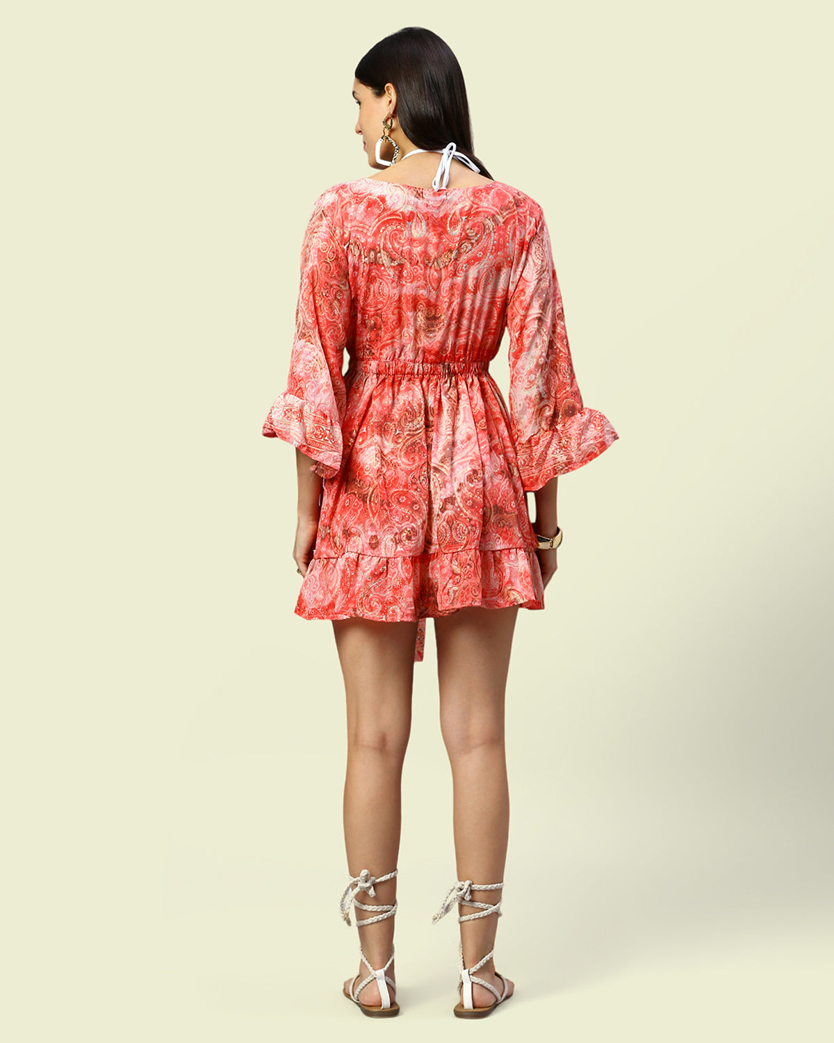 Red Printed Beachwear Cover Up Kimono