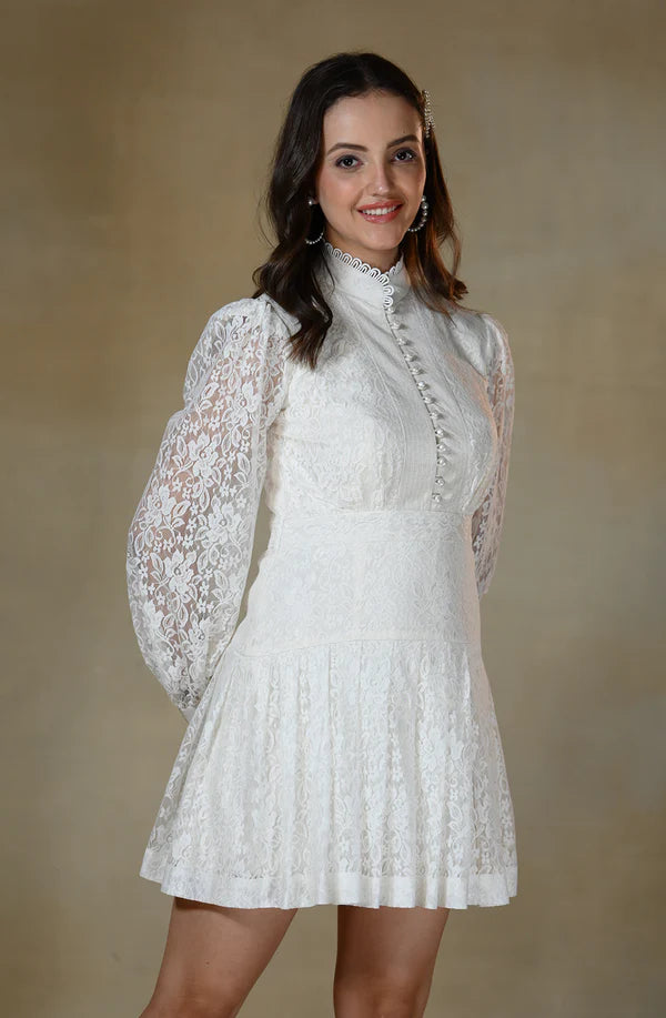 White Chantilly Lace Dress