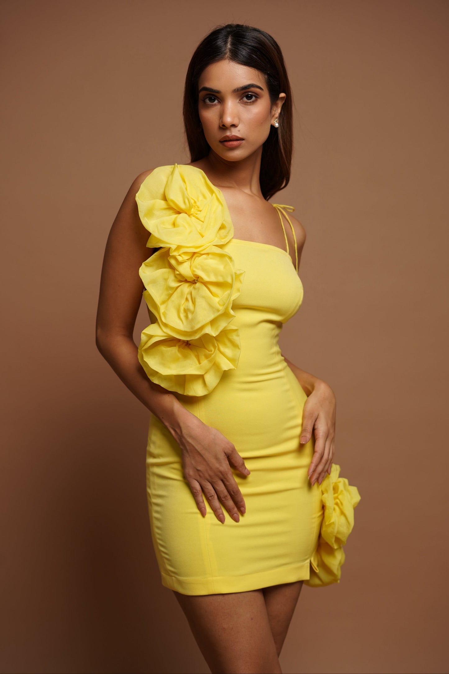 Yellow Organza 3-D Flower Mini