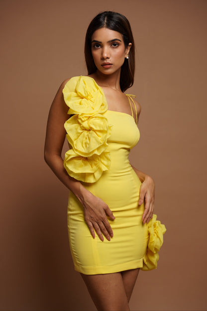 Yellow Organza 3-D Flower Mini