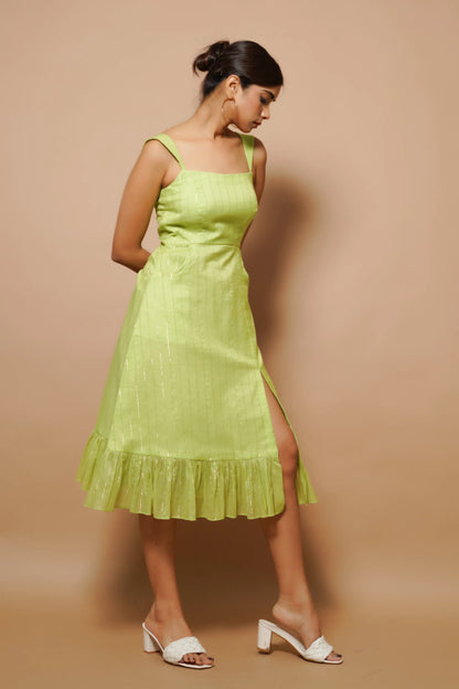 Chanderi Lurex Green Midi